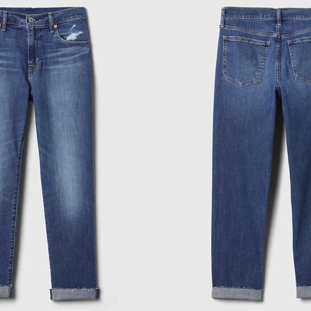 GAP Girlfriend Mid Rise Raw Hem Jeans Light Wash 29/8R - Picture 7 of 8